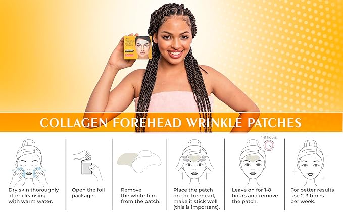 Forehead Wrinkle Patches with Hyaluronic Acid & Vitamin E - Anti Aging Face Pads for Smoothing Wrinkles - Hydrogel with Aloe & Collagen - 10 Patches