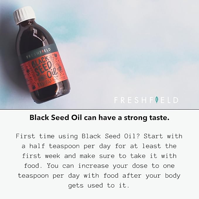 Freshfield Black Seed Oil | Vegan Friendly Up to 3X The Thymoquinone, Premium (Black Cumin Seed Oil, Nigella Sativa) | Cold Pressed | Ultra Strength | Pure and 100% Natural. 8 oz Liquid