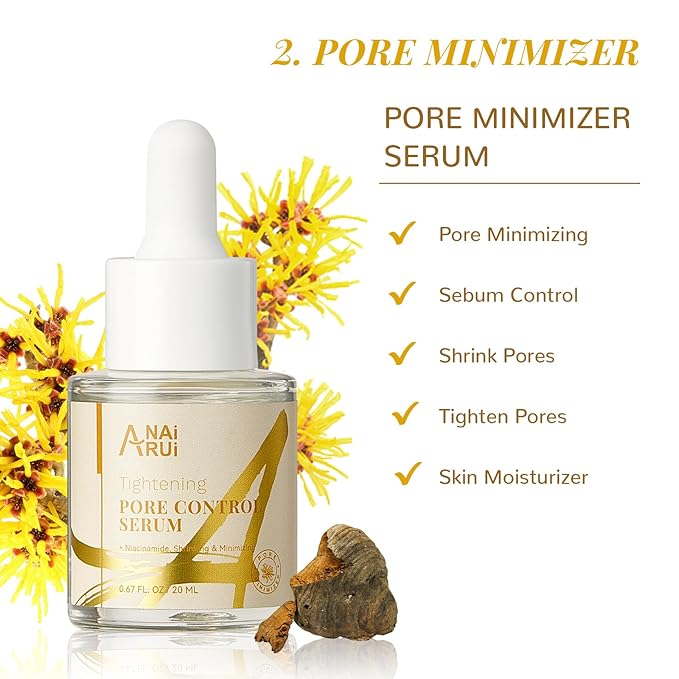ANAI RUI 2 in-1 Pore SkinCare Set, Pore Clay Mask+Pore Minimizing Serum,Volcanic Pore Clay Mask for Nose&Face, Pore Reducer, Sebum Control Pore Exfoliating Solution, Skincare for Women