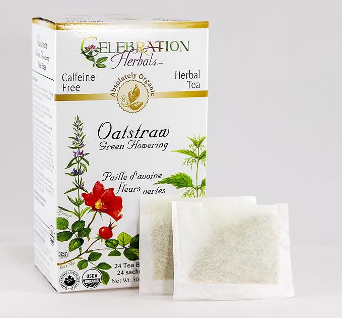 CELEBRATION HERBALS Organic Oatstraw Green Flowering Tea, 24 CT