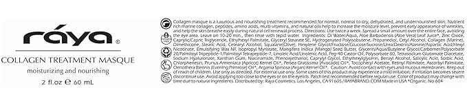 Raya Collagen Treatment Masque (604) | Nourishing Facial Treatment Mask for Combination, Dry, Dehydrated, and Dull Skin | Helps Reduce Lines and Wrinkles