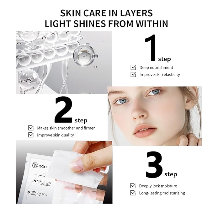 Low Molecular Weight Collagen Overnight Hydrogel Mask, Enhances Skin Elasticity, Reduces Pores, Transforms from White to Transparent Upon Absorption Skin Care Treatment