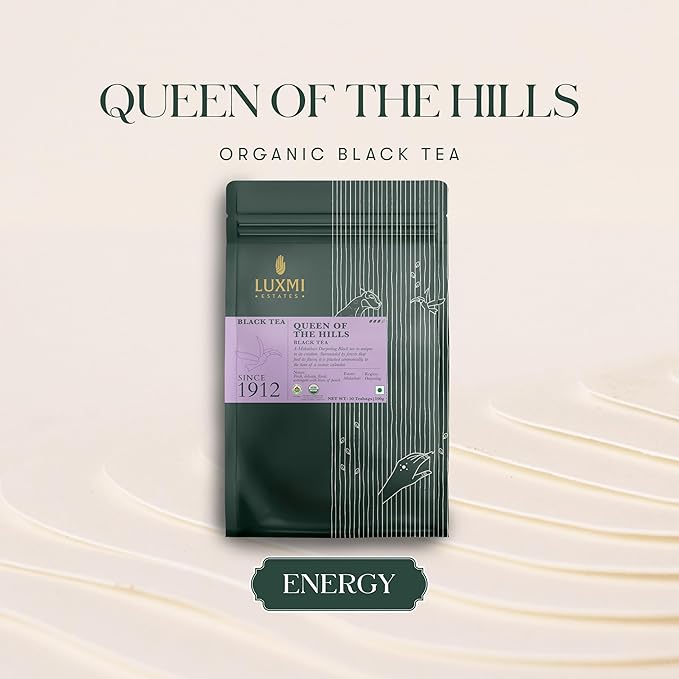Luxmi Estates - Queen of the Hills - Organic Black Tea - 50 Tea Bags | Freshly Harvested Organic Makaibari Darjeeling Tea | Best Natural Flavor Tea The World Has To Offer