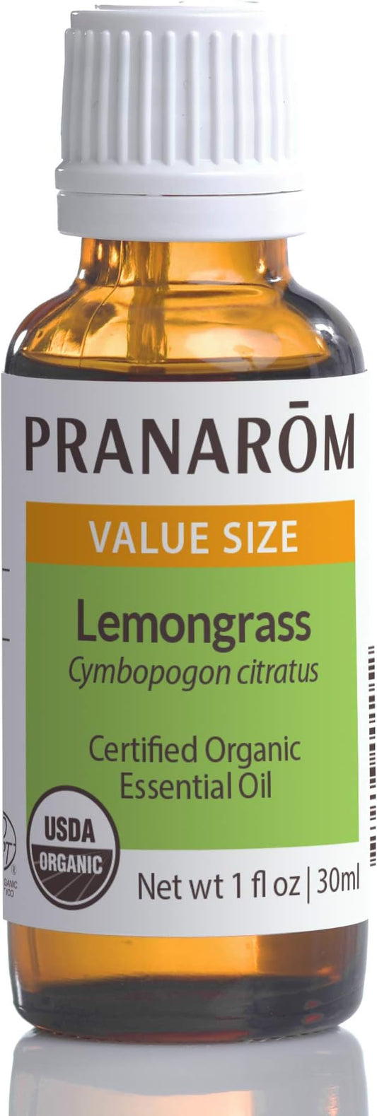 Pranarom USDA Certified Organic Lemongrass Essential Oil (30ml), 100% Pure Undiluted Therapeutic Grade from India for Aromatherapy, Diffuser, Meditation, Massage, Relaxation, Citrus - Lemon