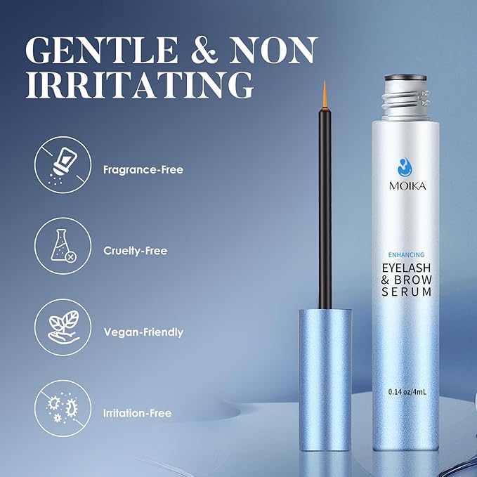 Eyelash Growth Serum, Makes Lashes Longer and Thicker, Suitable for Sensitive Eyes, For Natural Eyelashes, Extensions and Eyebrows, Vegan & Cruelty-Free, 4ml, 4-month Supply