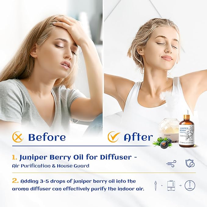 HIQILI 100ML Juniper Berry Essential Oil,100% Pure Natural Undiluted Premium - 3.38 Fl Oz