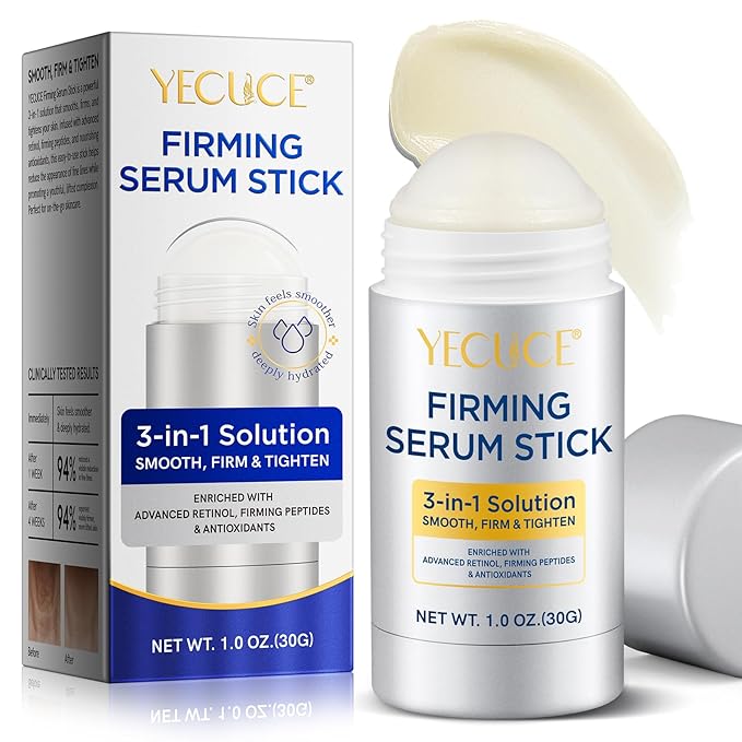 Retinol Face Stick, 3-in-1 Advanced Retinol Firming Serum Stick, Reduces Wrinkles, Smooth and Tighten Face & Neck, 30g Nourishing Anti Aging Repair Cream for All Skin Types,1.0 OZ