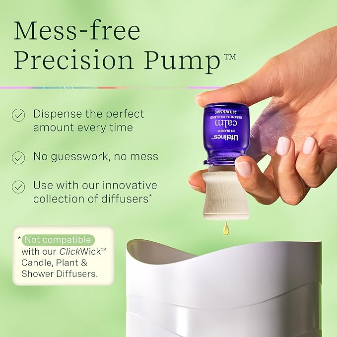 Lifelines Essential Oil Blends, 4-Pack - Blended Essential Oils with Precision Pump for Aromatherapy Diffusers - Long-Lasting Scented Fragrance - in Bloom (Joy, Calm, Focus & Energy)