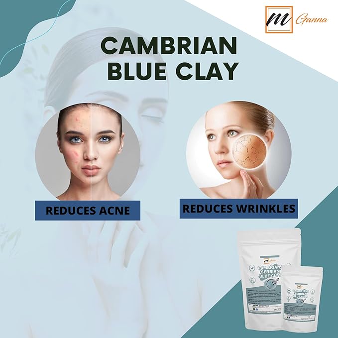 Cambrian Blue Clay 1lbs / 454g for Facial Masks, Creams, Body Wraps, Soft Peels and Scrubs, and Soap Making