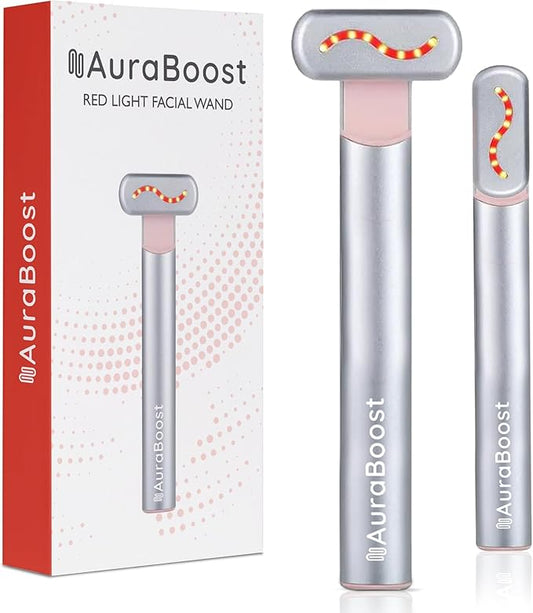 Handheld LED Red Light Therapy for Face and Neck - Vibrating Massage, Glowing Skincare Wand, Smart Sensor, Portable Facial Device, Face Therapy Wand Skin Health Tool Rejuvenation Boost