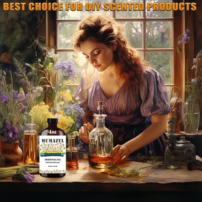 Chamomile Essential Oil, Chamomile Oil 4 Fl Oz 120ML for Diffuser Humidifier Yoga Cleaning DIY Candle Soap Making Essential Oils