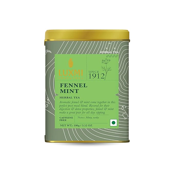 Luxmi Estates - Fennel Mint Tea - 100g (50 Cups) | USDA Certified Organic Herbal Tea | Caffeine-Free