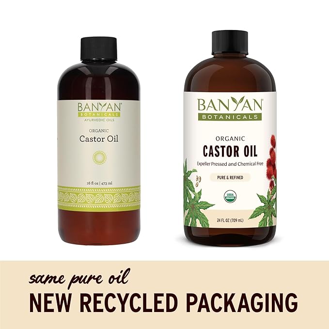 Banyan Botanicals Organic Castor Oil – Pure and Refined Castor Oil – for Face and Skin Care, Hair Care, and Natural Beauty – 24 oz – Non GMO, Hexane Free, Vegan, and Cruelty Free