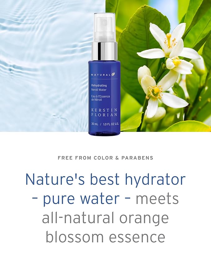 Kerstin Florian Neroli Water Face Mist | Orange Blossom Aromatherapy Spray | Hydrate & Refresh Skin with Probiotics & Peptides | All Natural | Vegan | Cruelty Free (1.0 fl oz)