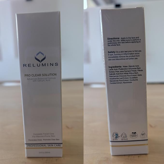 Relumins Pro Clear Skincare Set, Advanced Botanical Formula with Salicylic Acid, 4-in-1 Complete Clear Skin System to Control Pimple and Breakouts with 5-Piece Zit & Blackhead Removal Tool