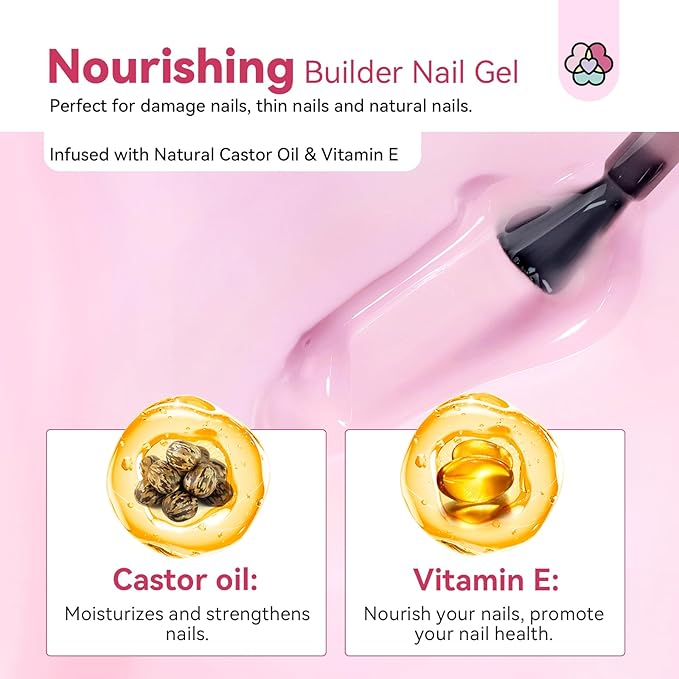SAVILAND Cuticle Remover and Cuticle Oil Kit with Clear Pink Gel Builder for Nail Thickening