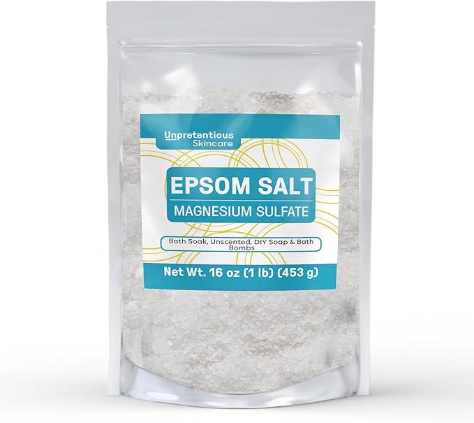 Unpretentious Epsom Salt & Hyaluronic Acid Powder Bundle, Various Sizes, Cosmetic Grade, Clear Resealable Bags