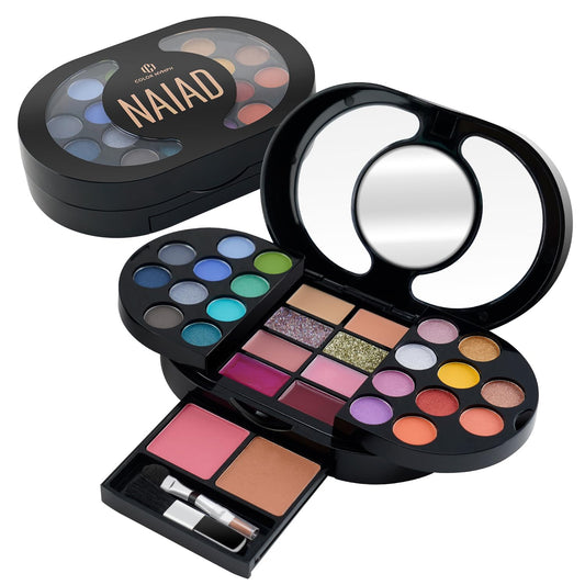 Color Nymph Travel Makeup Palette with Mulit-Colors Eyeshadows,Concealer, Body Glitter,Lip Glosses,Blush,Highlighter,Makeup Applicators And Mirror
