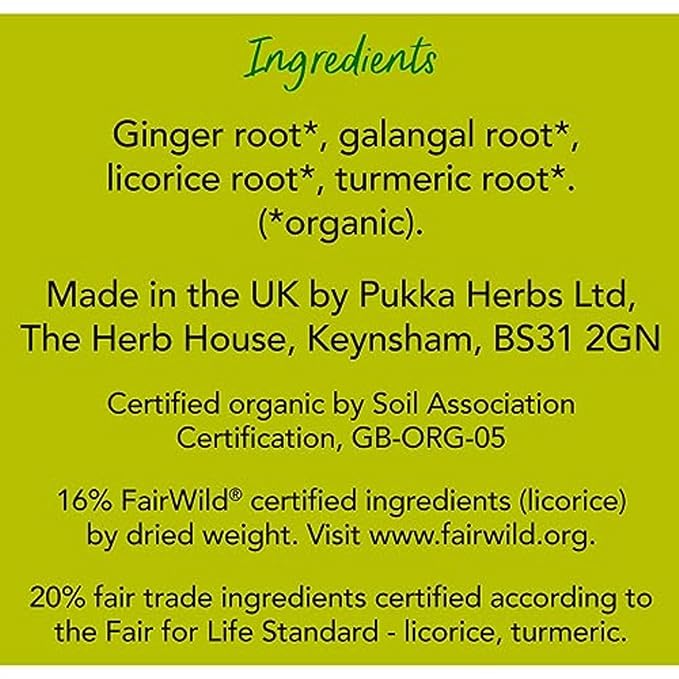 Pukka Three Ginger Organic Herbal Tea, Digestion-Aiding Infusion With Ginger, Turmeric, and Galangal, Tea Gift Set Ideal After Meals, Caffeine Free, 80 Total Bags (20ct - Pack of 4)