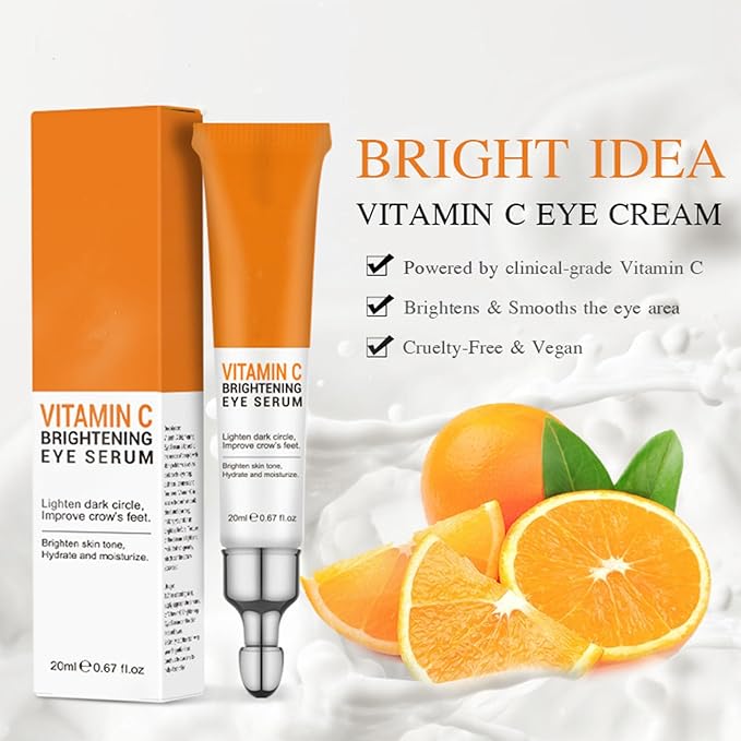 Vitamin C Eye Cream for Dark Circles, Fine Lines Puffiness Crow's Feet Eye Bags Under Eyes Treatment for Women & Men, Advanced Super C Serum With Hyaluronic Acid 1.34 oz (2)