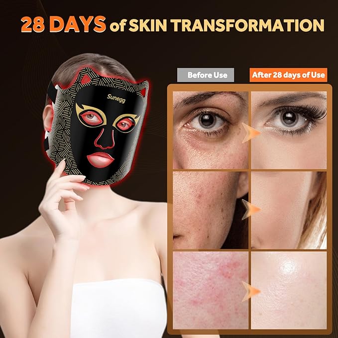 Sunegg Red Light Therapy for Face,LED Face Mask Light Therapy,Portable red Light Therapy mask for Home and Travel Skin Care