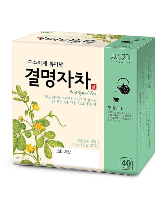 Ssanggye Cassia Seed Tea 1.2g X 40 Tea Bags, Sicklepod Premium Korean Herbal Tea Hot Cold Kyulmyungja Cha 결명자차 Nutty Savory Herb 4 Seasons Made in Korea