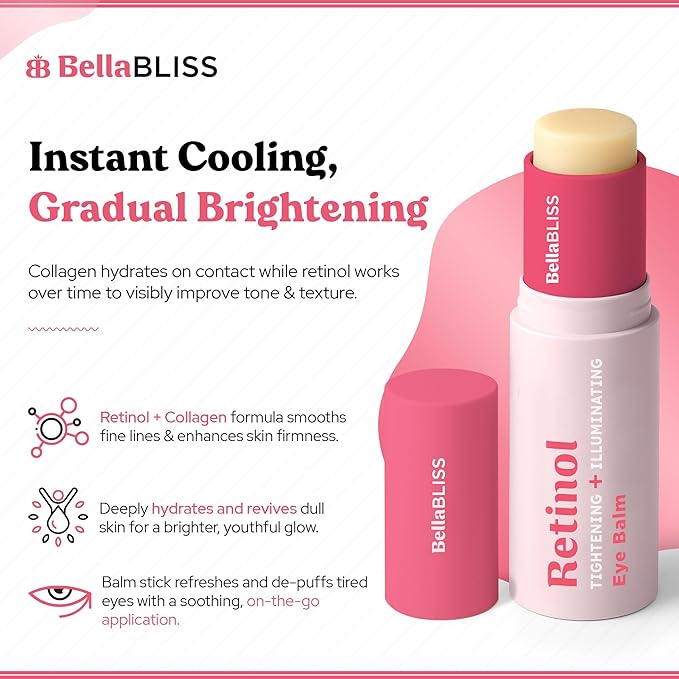 BellaBLISS Retinol Eye Balm – Hydrating Under Eye Cream for Wrinkles, Dark Circles & Puffiness – Lightweight Anti-Aging Formula – Made in Korea – 0.35 oz / 10 g – Pack of 1