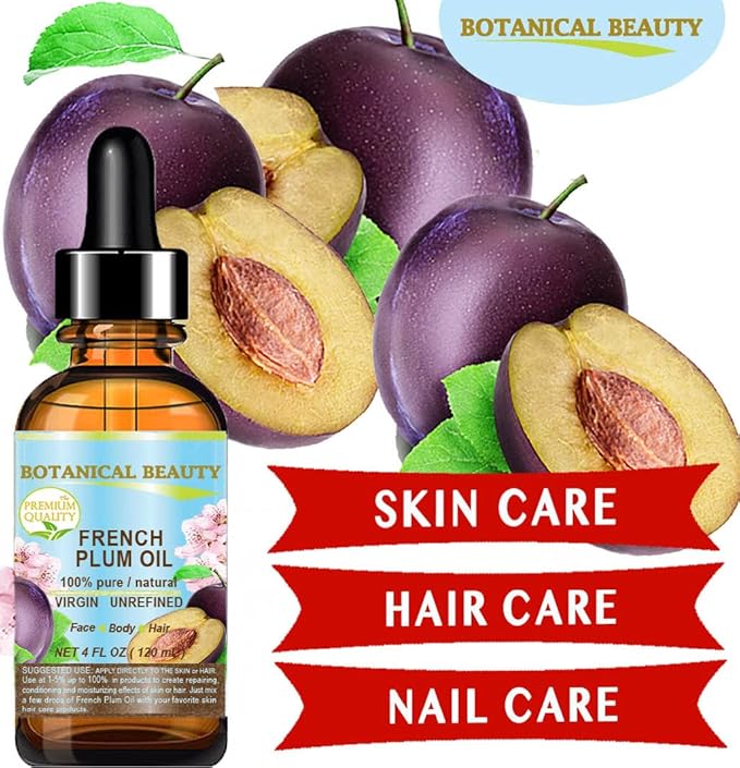 PLUM OIL French. 100% Pure Natural Virgin Unrefined Undiluted Cold Pressed Carrier Oil. For Face, Skin, Hair, Body, Lips, Nails (2 Fl.oz - 60 ml.) by Botanical Beauty
