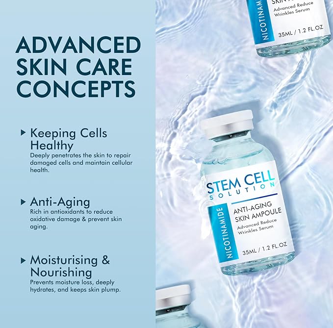 Stem Cell Serum for Face, Anti Aging Microneedling Serum Uses with or without Micro Needling, Smooths Wrinkles and Moisturizes Skin