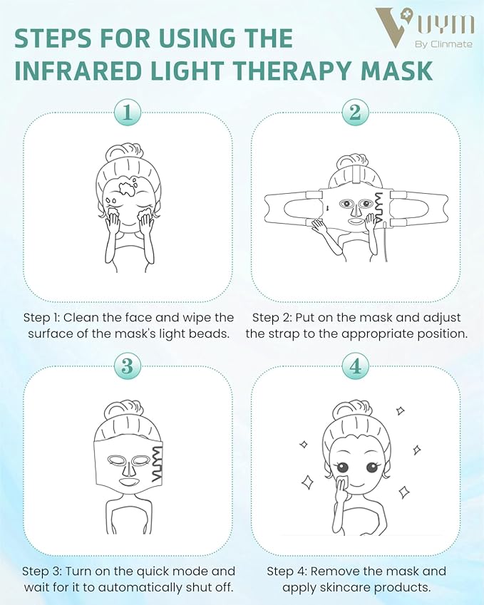 Red Light Therapy Mask, Led Face Mask Light Therapy With an LCD Screen, Wireless And Portable, Offers 5 Modes Of Infrared Red Light Therapy,Suitable for Home Travel Use White