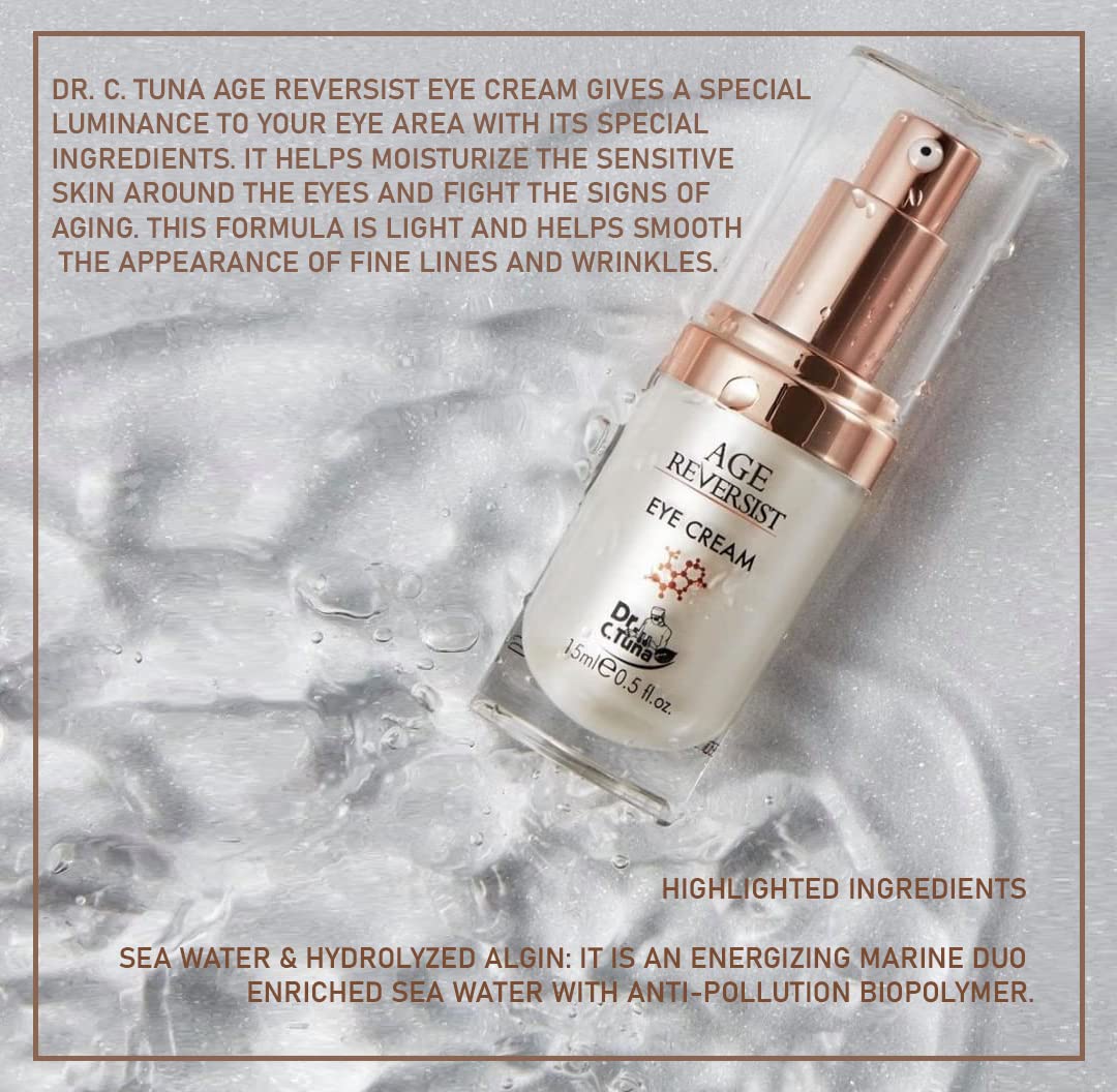 FARMASI Dr. C. Tuna Age Reversist Eye Cream, Reduces Under Eye Bags, Wrinkles, Dark Circles, Fine Lines & Crow's Feet Instantly, Effective Daily Moisturizer Wrinkle Cream, 0.5 fl. oz. / 15 ml