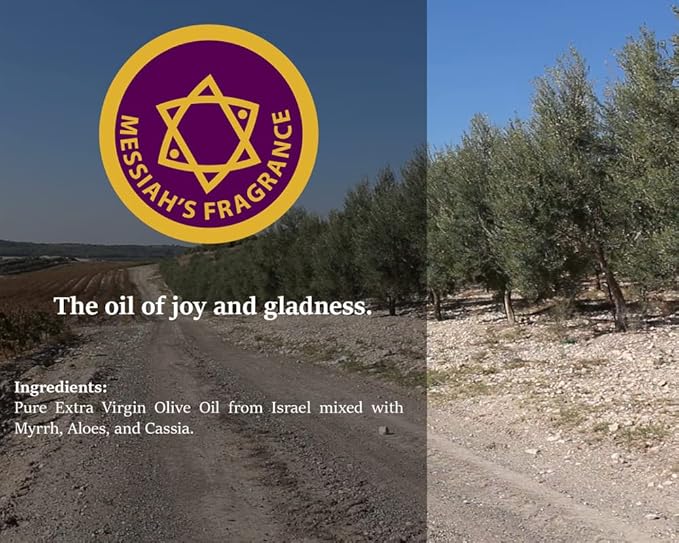 Premium Anointing Oil from The Holy Land Rose of Sharon' - Made in Israel with Extra Virgin Olive Oil, Myrrh, Aloes & Cassia - Bible Scents for a Glad Heart - Natural Perfumed Oil - 0.34 Fl Oz