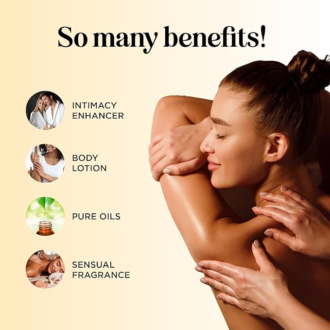 Tropical Sensual Massage Oil for Couples - Complete Relaxation Full Body Massage Oil for Date Night with Smooth Gliding Coconut and Sweet Almond Oil with Mango Scent - Non GMO Gluten Free and Vegan