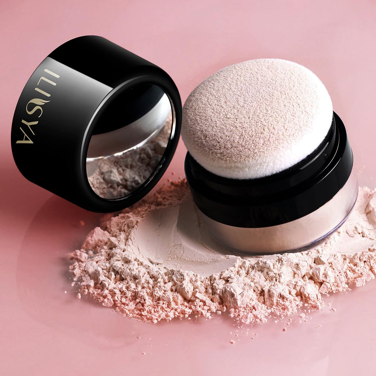 Setting Powder Lightweight Loose Powder Finishing Powder Long-Lasting Face Powder Waterproof with Soft Mushroom Powder Puff & Mirror-3 Colors