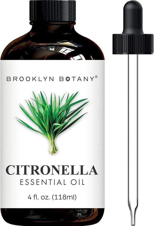 Brooklyn Botany Citronella Essential Oil – 100% Pure and Natural – Premium Grade Oil with Dropper - for Aromatherapy and Diffuser - 4 Fl Oz