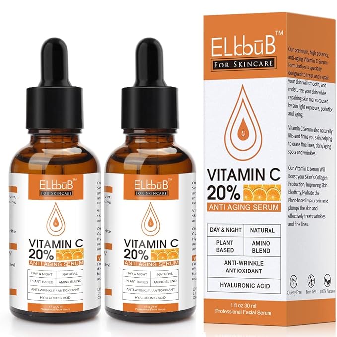 Premium 20% 𝐯𝐢𝐭𝐚𝐦𝐢𝐧 𝐜 𝐬𝐞𝐫𝐮𝐦 - (2PACK) with Hyaluronic Acid, Retinol & Amino Acids - Boost Skin Collagen,Hydrate & Plump Skin, Anti Aging & Wrinkle Facial Serum