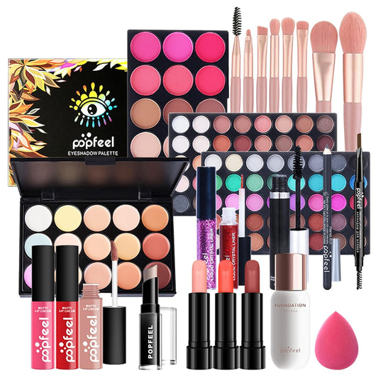 Multi-purpose Makeup Kit All-in-One Makeup Gift Set Colours Mix Eyeshadow Concealer Lip Gloss Pressed Powder and Powder Blusher Cosmetic Makeup Palette Set Kit #097