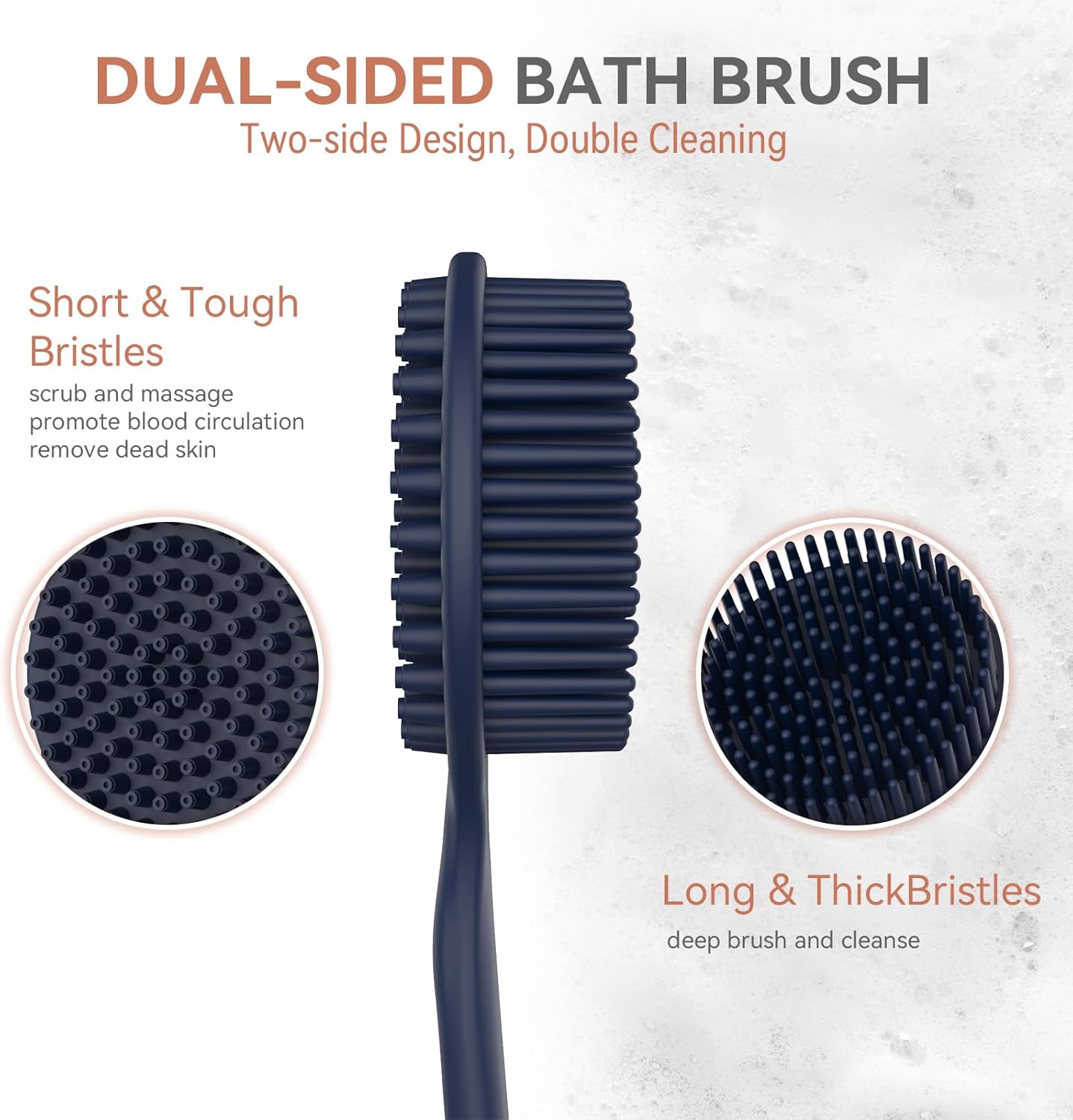 3 PCS Silicone Bath Brush Set,Back Scrubber & Body Brush & Face Brush Set, Super-Exfoliating & Lathering Body Scrubber, Shower Brush, Face Scrubber Combination for HomeBathroom Hotel Travel.(Blue)