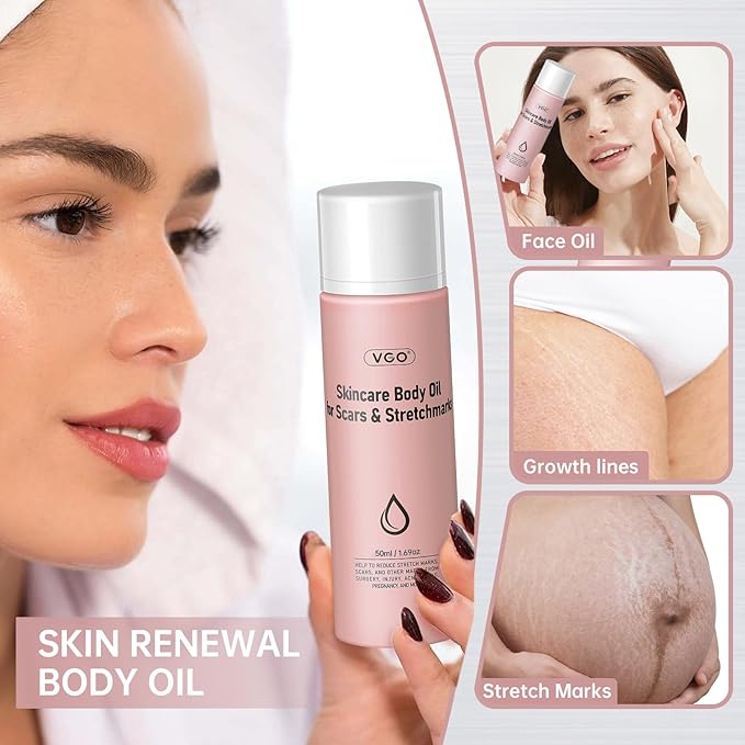 VGO Body Oil with Vitamin E, After Shower Body Oil For Smooth and Hydrated Skin, Non-Greasy & Fast Absorbing Lightweight Moisturizer for Scars & Stretch Marks, Hydrating for Dry Sensitive Skin