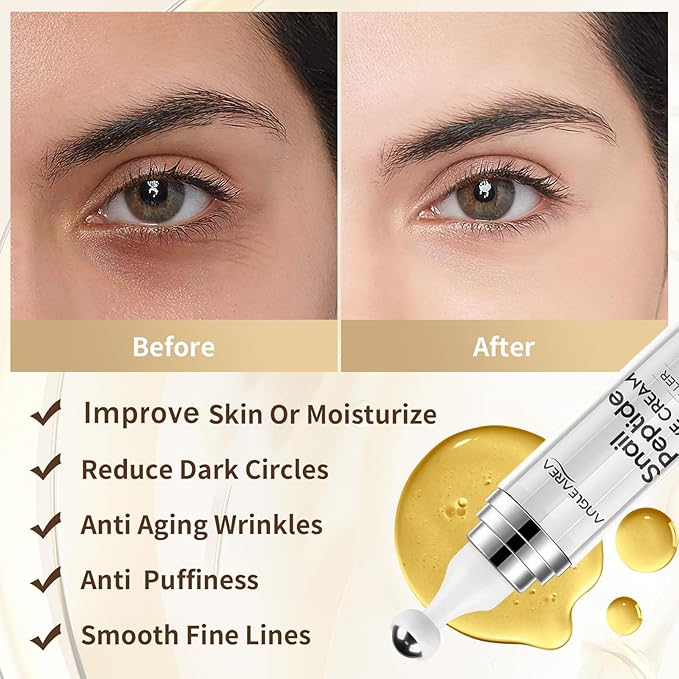Under Eye Cream for Dark Circles And Puffy Eyes, Snail Peptide Energetic Eye Roll-On 360° Massage, Dark Circle Eye cream, Snail Eye Cream Anti Aging & Wrinkle, Eye Serum Hydrating, Firming, Smooth