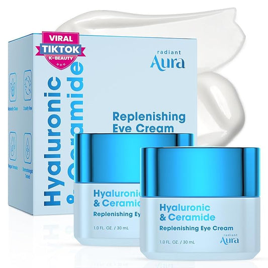 Eye Cream - Anti-Aging Cream with Hyaluronic Acid & Ceramides - Hydrating Formula for Dark Circles, Puffiness & Fine Lines - Korean Skincare - 1.67 oz - Pack of 2