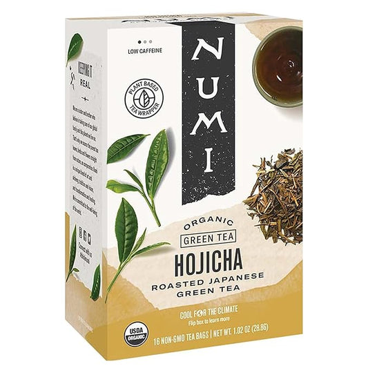 Numi Organic Hojicha Japanese Green Tea Bags, 16 Tea Bags, Roasted Green Tea