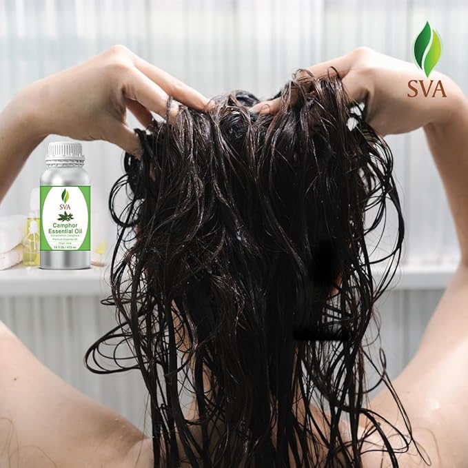 SVA Camphor Essential Oil – 16 Fl Oz – 100% Natural Camphor Oil - for Diffuser, Hair Care, Face, Skin Care, Aromatherapy, Scalp and Body Massage, Soap and Candle Making