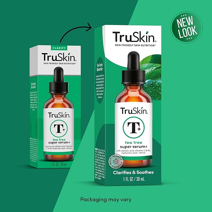 TruSkin Tea Tree Oil Acne Treatment for Face – Acne Serum – Improve the Appearance of Pores, Skin Tone for Smooth, Glowing Skin with Salicylic Acid, Vitamin C, Niacinamide & Retinol, 1 fl oz
