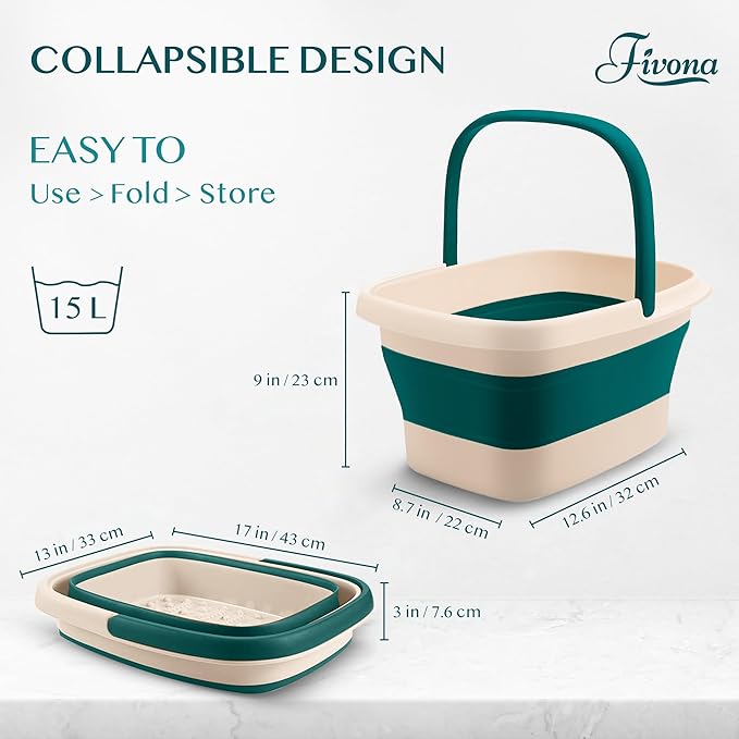Fivona Collapsible Foot Bath Basin - Pedicure Foot Soaking Tub for Tired Feet, Cracked Heels, Soothe Soreness, Soften Calluses