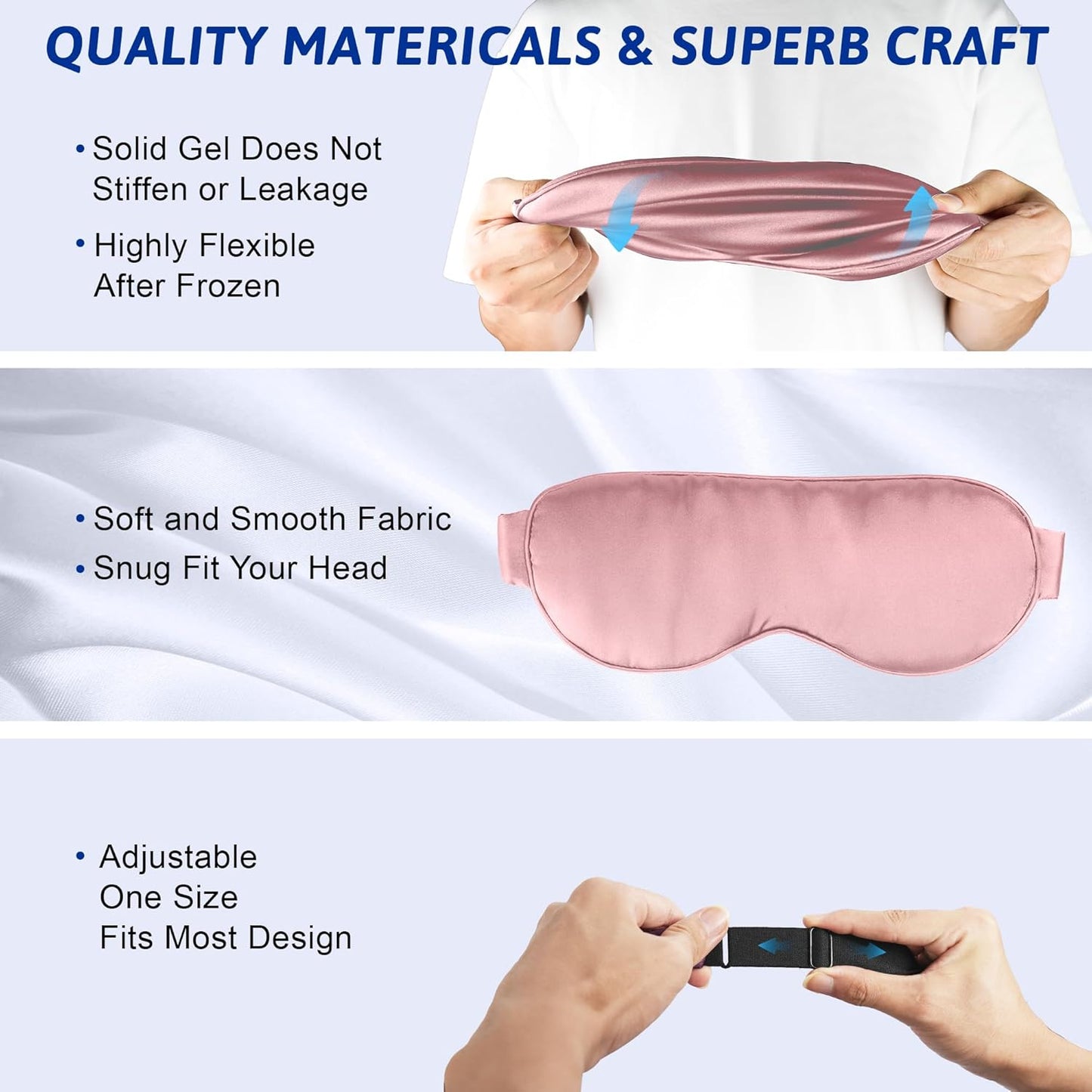 Cooling Eye Mask, Cold Eye Masks for Dark Circles, Puffiness, Headache, Migraines Weighted Gel Eye Mask Eye Ice Pack Reusable Cold Eye Compress (Pink)