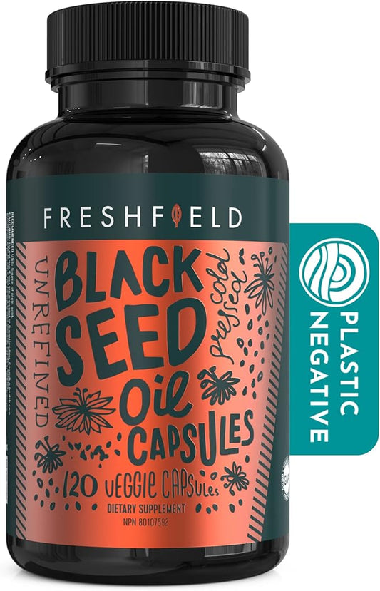 Freshfield Black Seed Oil: Up to 3X The Thymoquinone, Premium (Black Cumin Seed Oil, Nigella Sativa) | Cold Pressed | Vegan | Ultra Strength | Pure and 100% Natural. (120 Capsules)