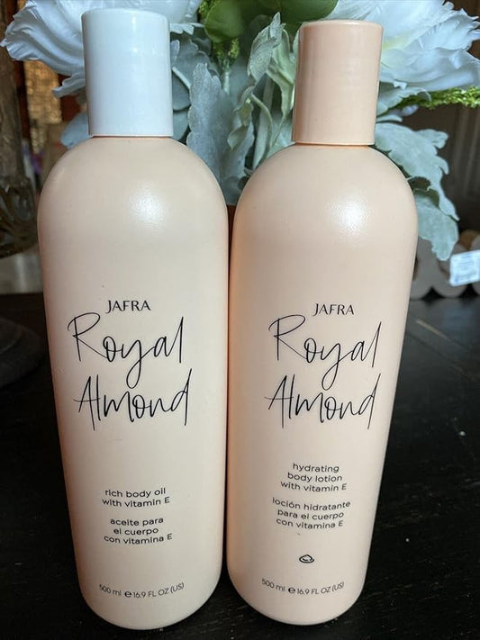 JAFRA Royal Almond Body Oil and Body Lotion Big Size16.9oz Each