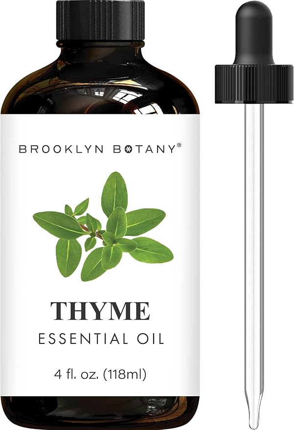 Brooklyn Botany Thyme Essential Oil - Huge 4 Fl Oz - 100% Pure and Natural - Premium Grade with Dropper - for Aromatherapy and Diffuser