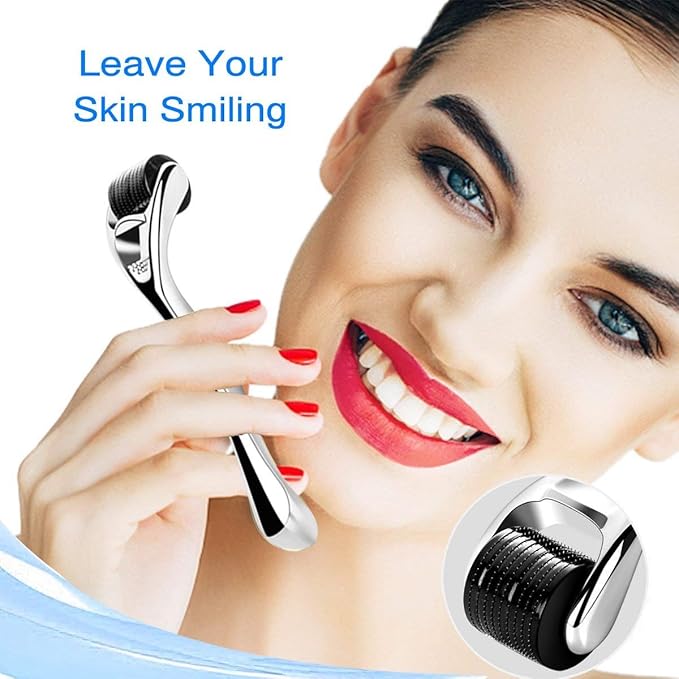 Derma Roller Microneedling Roller for Face Body - 540 Titanium Microneedle Roller w/Storage Case